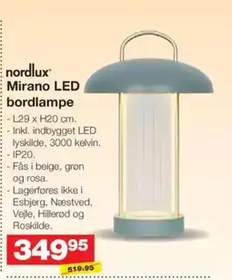 Bauhaus Nordlux Mirano LED bordlampe tilbud