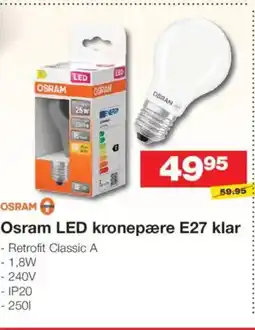 Bauhaus Osram LED kronepære E27 klar tilbud
