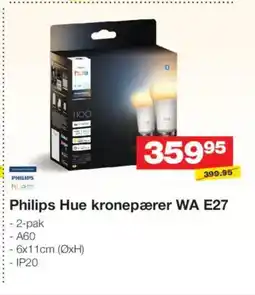 Bauhaus Philips Hue kronepærer WA E27 tilbud
