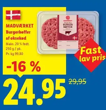 MADVÆRKET Burgerbøffer af oksekød