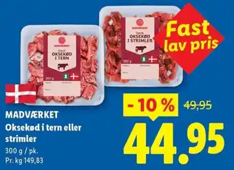 Lidl MADVÆRKET Oksekød i tern eller strimler tilbud