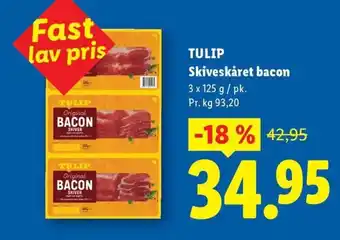 Lidl TULIP Skiveskåret bacon tilbud