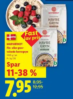 Lidl MADVÆRKET Fin- eller grov- valsede havregryn tilbud