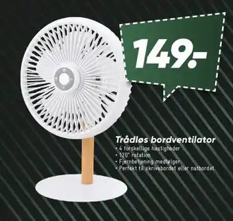Trådløs bordventilator