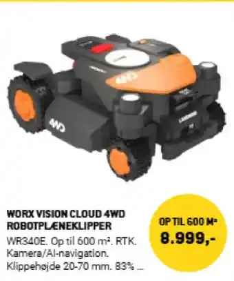 XL-BYG Worx vision cloud 4wd robotplæneklipper tilbud