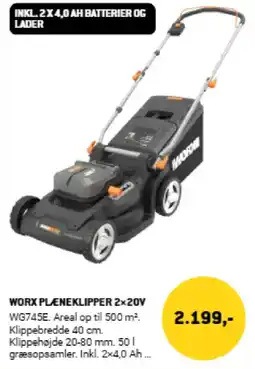 XL-BYG Worx pleneklipper 2×20v tilbud