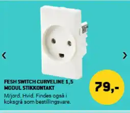XL-BYG Fesh switch curveline 1,5 modul stikkontakt tilbud