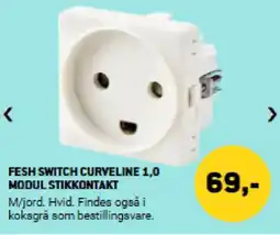 XL-BYG Fesh switch curveline 1,0 modul stikkontakt tilbud