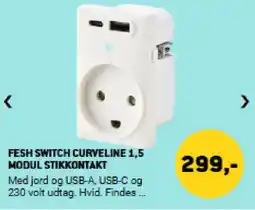 XL-BYG Fesh switch curveline 1,5 modul stikkontakt tilbud