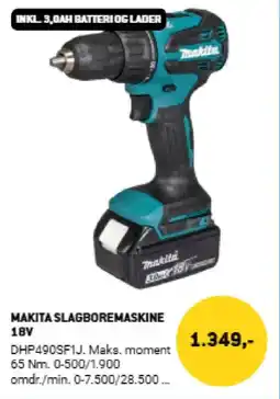 XL-BYG Makita slagboremaskine 18v tilbud