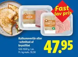 Lidl Kalkunoverlår eller -schnitzel af brystfilet tilbud