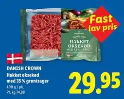 Lidl DANISH CROWN Hakket oksekød med 35 % grøntsager tilbud