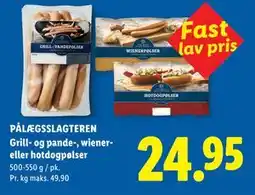 Lidl PÅLÆGSSLAGTEREN Grill- og pande-, wiener- eller hotdogpølser tilbud