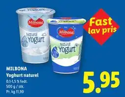 Lidl MILBONA Yoghurt naturel tilbud