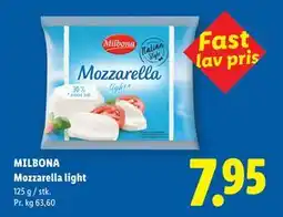 Lidl MILBONA Mozzarella light tilbud
