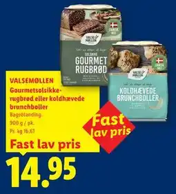 Lidl VALSEMØLLEN Gourmetsolsikkerugbrød eller koldhævede brunchboller tilbud