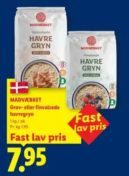 Lidl MADVÆRKET Grov- eller finvalsede havregryn tilbud