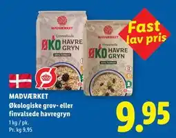 Lidl MADVÆRKET Økologiske grov- eller finvalsede havregryn tilbud
