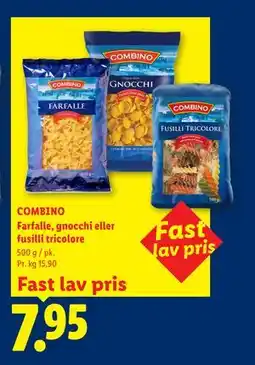 Lidl COMBINO Farfalle, gnocchi eller fusilli tricolore tilbud