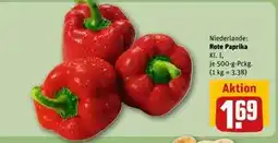 REWE DE Rote Paprika, EUR 1.69 tilbud