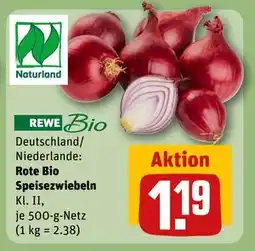 REWE DE Rote Bio Speisezwiebeln, EUR 1.19 tilbud