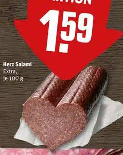 REWE DE Herz Salami, EUR 1.59 tilbud