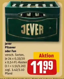 REWE DE Jever Pilsener oder Fun, EUR 11.99 tilbud