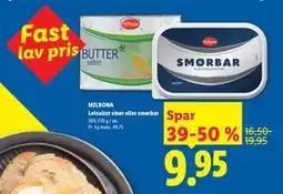 Lidl MILBONA Letsaltet smør eller smørbar tilbud