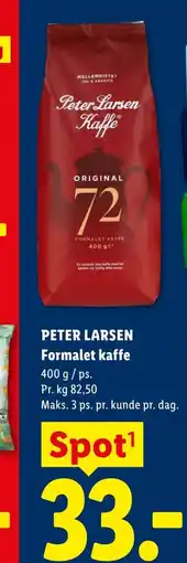 Lidl PETER LARSEN Formalet kaffe tilbud