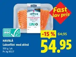 Lidl HAVBLÅ Laksefilet med skind tilbud