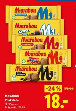 Lidl MARABOU Chokolade tilbud