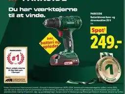 Lidl PARKSIDE Batteridreven bore- og skruemaskine 20 V tilbud