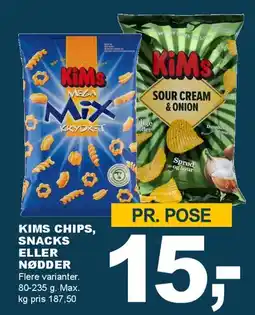 Let-Køb KiMs chips, snacks eller nødder tilbud