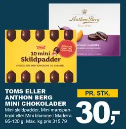 Let-Køb Toms eller Anthon Berg mini chokolader tilbud