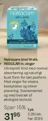 Helsam Natracare bind 14 stk. (ultra pads) tilbud