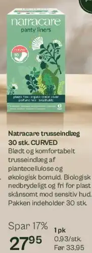 Helsam Natracare trusseindlæg 30 stk. (CURVED) tilbud