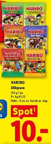 Lidl HARIBO slikpose 120 g tilbud