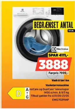 Power Electrolux Vasketørremaskine EWG702P94P tilbud