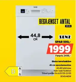 Power SENZ 45 cm opvaskemaskine SD4544DW tilbud