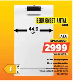 Power AEG 45 cm opvaskemaskine FBB62417ZW tilbud