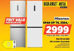 Power Hisense 186 cm køle-/fryseskab RB390N4CCD2/RB390N4CWD1 tilbud