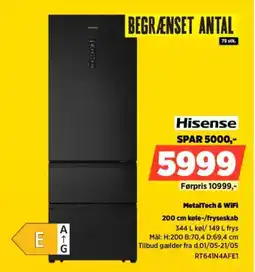 Power Hisense 200 cm køle-/fryseskab RT641N4AFE1 tilbud