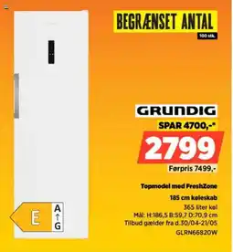 Power GRUNDIG 185 cm køleskab GLRN66820W tilbud