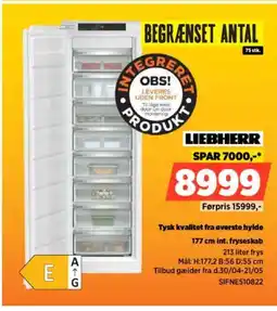 Power LIEBHERR 177 cm int. fryseskab SIFNE510822 tilbud