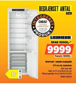 Power LIEBHERR 177 cm int. køleskab IKBD178022 tilbud