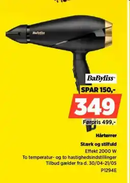 Power BaByliss Hårtørrer P1294E tilbud