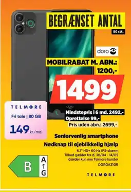 Power Doro Seniorvenlig smartphone DOROA31GR tilbud