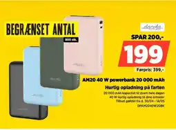 Power AM20 40 W powerbank 20 000 mAh DPAM2040W20BK tilbud