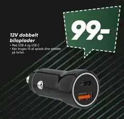 Bilka 12V dobbelt biloplader tilbud