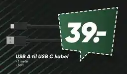 Bilka USB A til USB C kabel tilbud